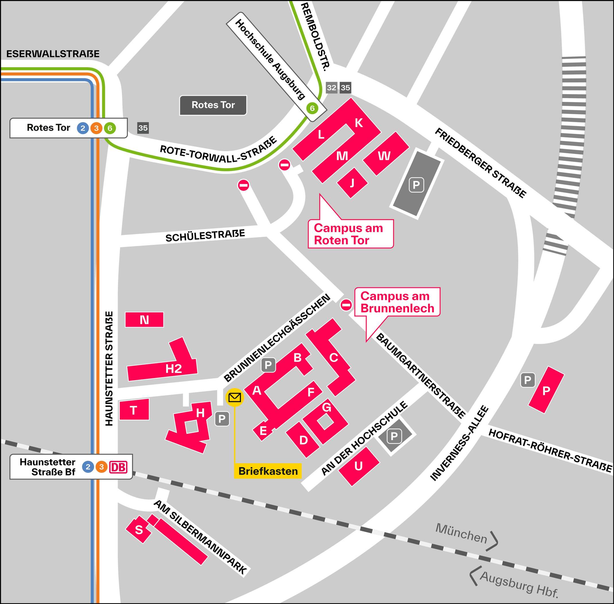 Lageplan der Hochschule Augsburg