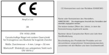 CE-Bildzeichen für Produkte, die in der EU frei gehandelt werden dürfen