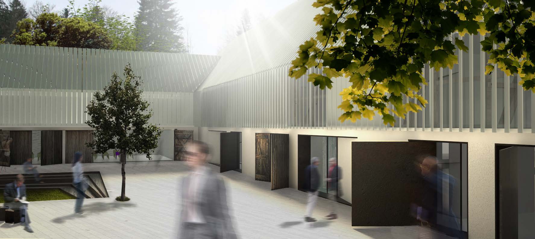 Perspektive Innenhof mit neuer Gebäudehülle (Abb.: Anna Stark)