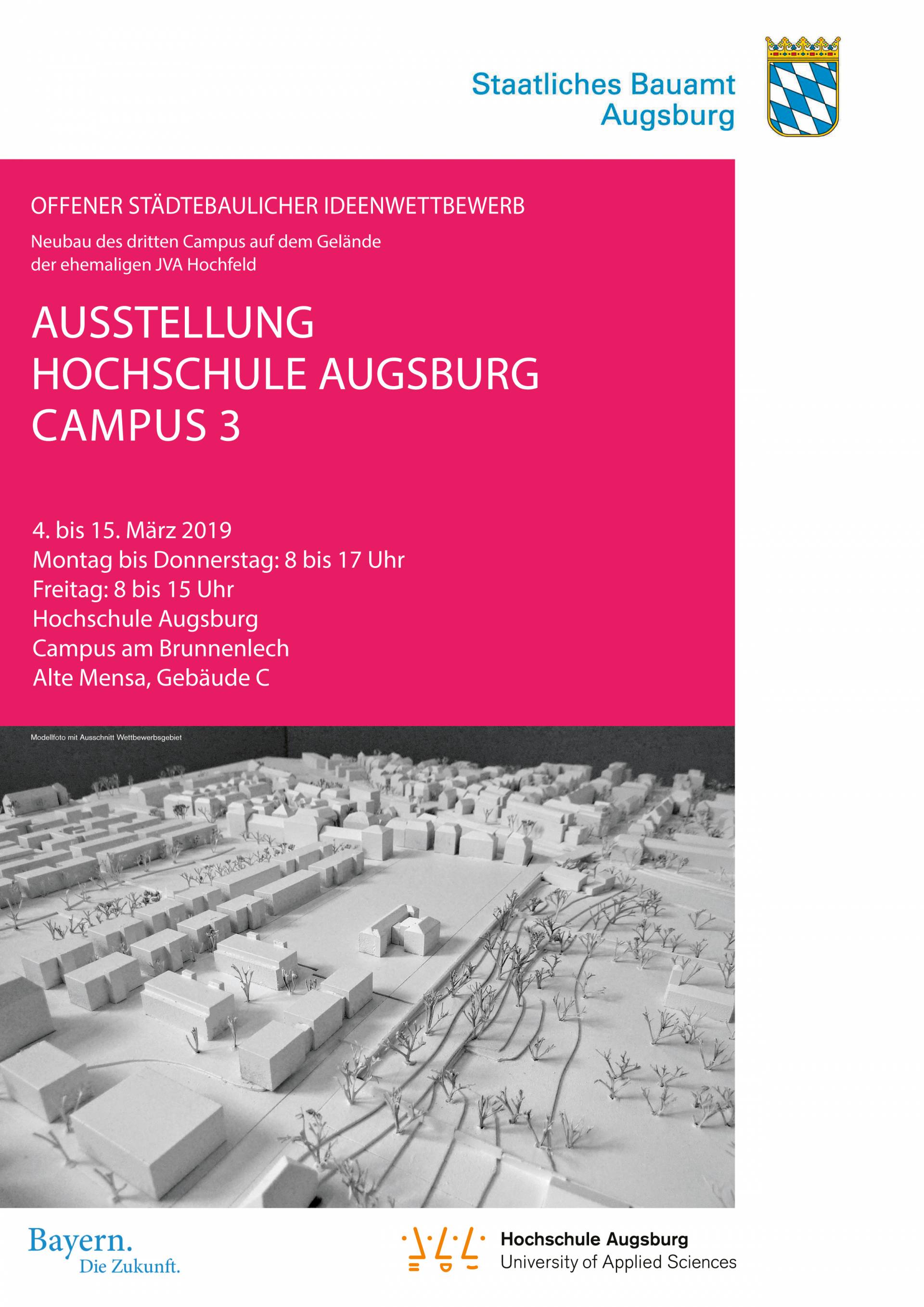 Plakat zur Ausstellung Hochschule Augsburg Campus 3.