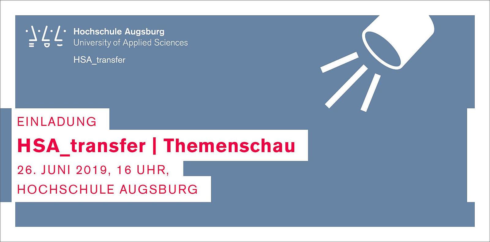 Die Hochschule Augsburg engagiert sich mit Kooperationspartnern für wichtige Zukunftsthemen in der Stadt Augsburg und der Region Bayerisch-Schwaben. Die HSA_transfer | Themenschau zeigt eine Auswahl dieser Projekte „mit gesellschaftlichem Mehrwert“. 