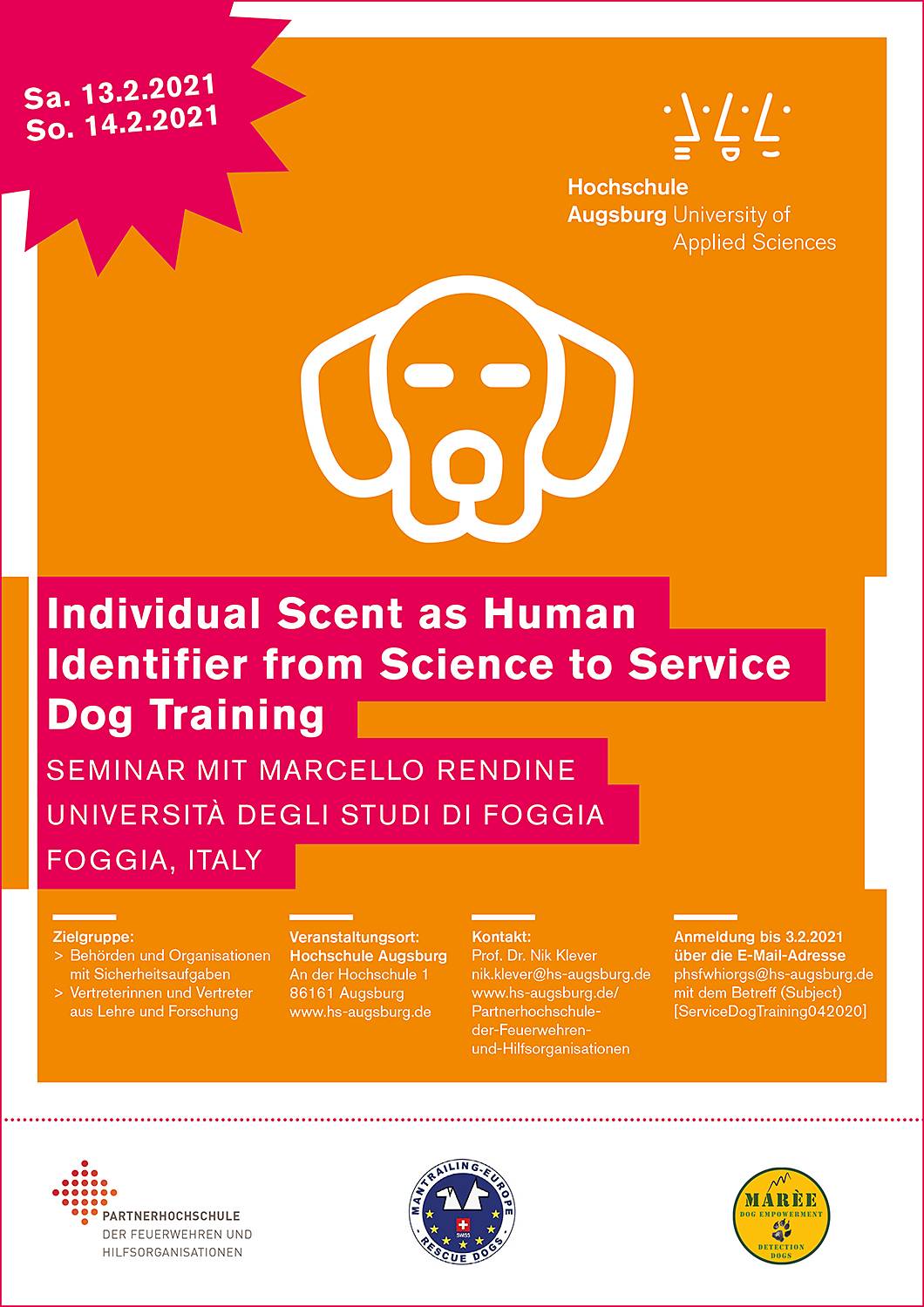 Individual Scent as Human Identifier from Science to Service Dog Training  Seminar mit Marcello Rendine Università degli studi di Foggia Foggia, Italy