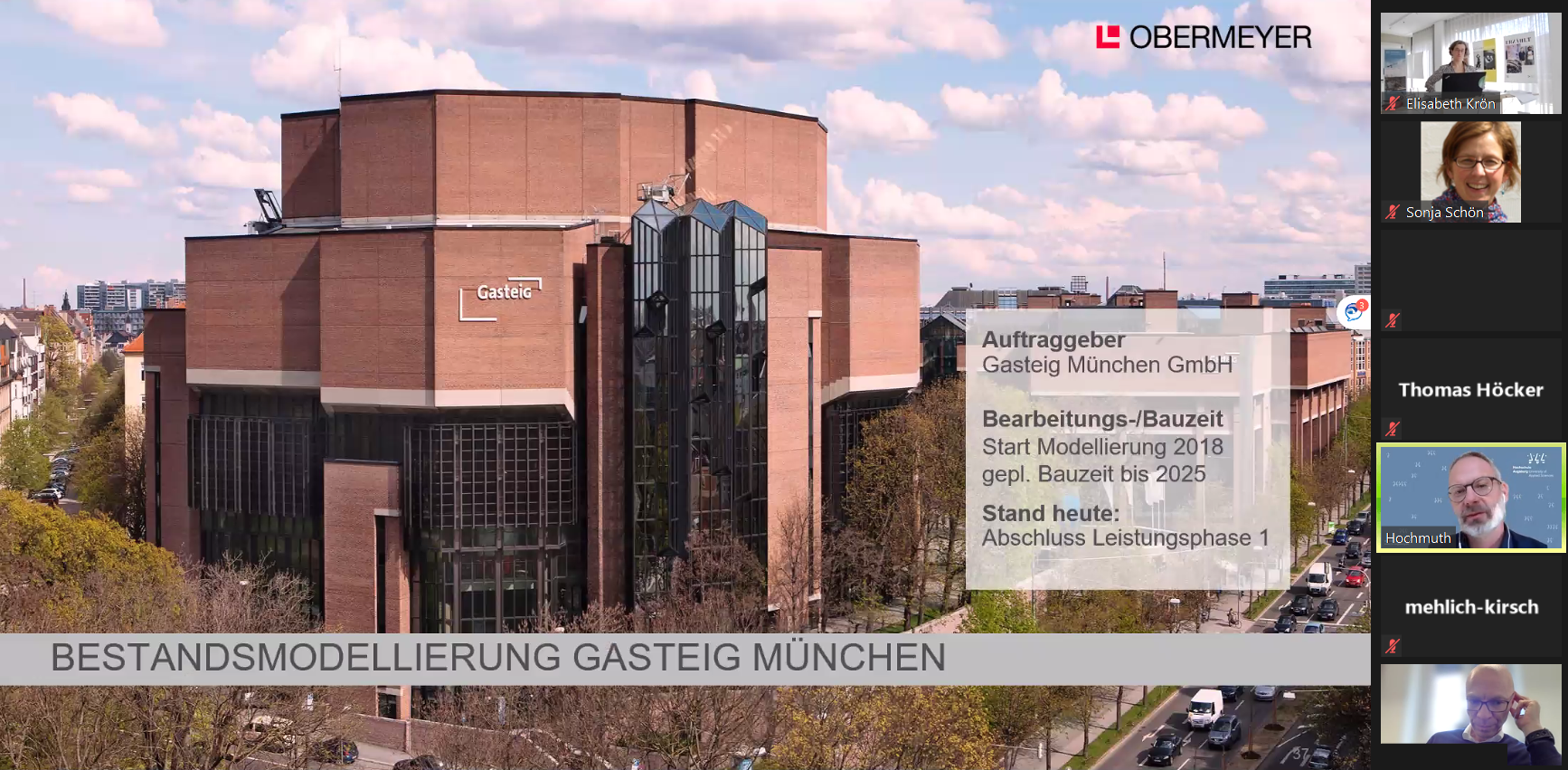 Dass auch der Münchner Gasteig mittlerweile nicht ohne den Einsatz von BIM auskommt, wird von Markus Hochmuth anschaulich erklärt. Screenshot: Sonja Schön.