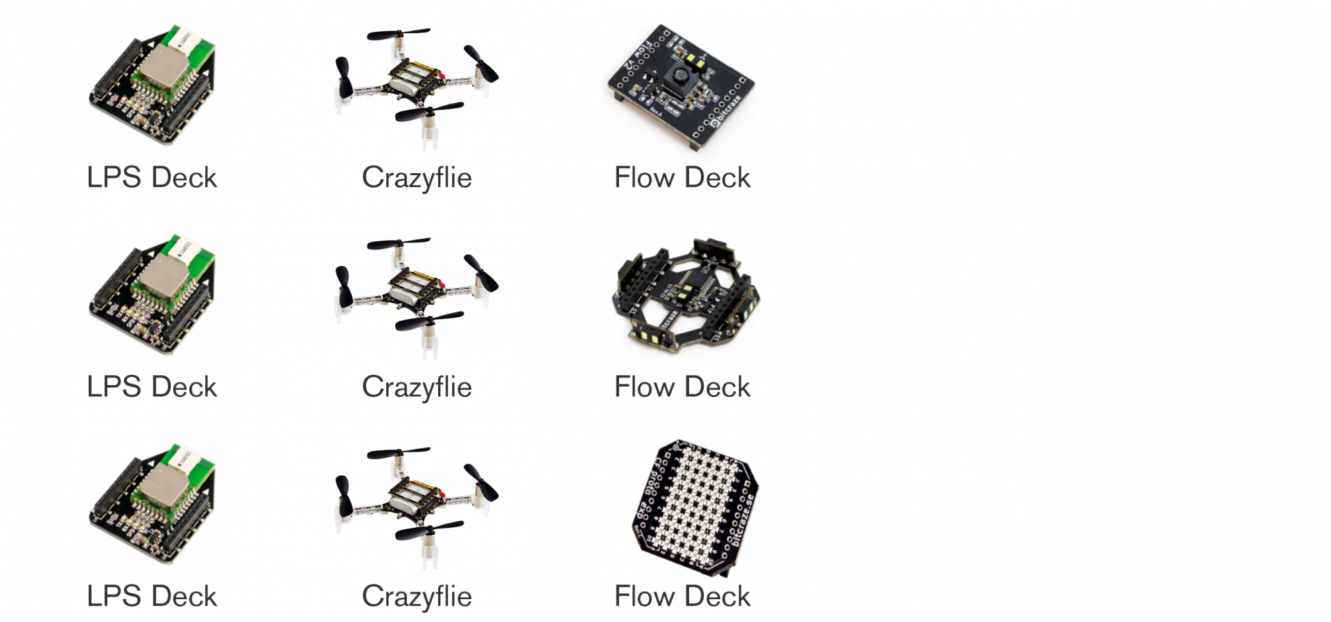 Selection of Crazyflie-Sensor Configurations