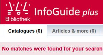 No matches were found for your search in the InfoGuide?