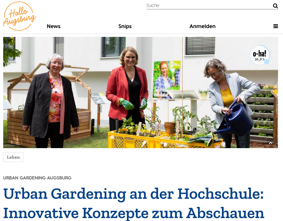 Urban Gardening an der Hochschule Augsburg, in: Hallo Augsburg-Online, 10.06.2021