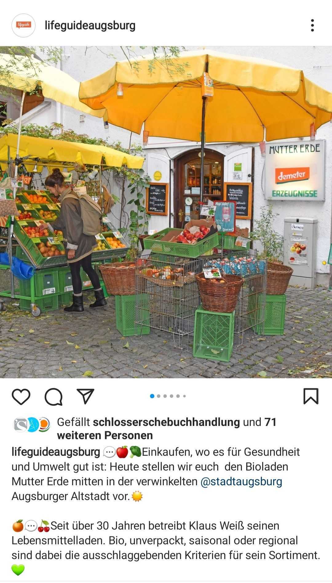 Instagram-Post des Lifeguide Augsburg zu Mutter-Erde am 08.06.2021