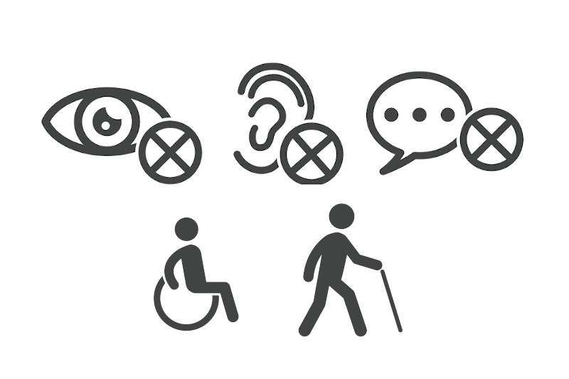 Symbole für verschiedene Arten von Behinderungen
