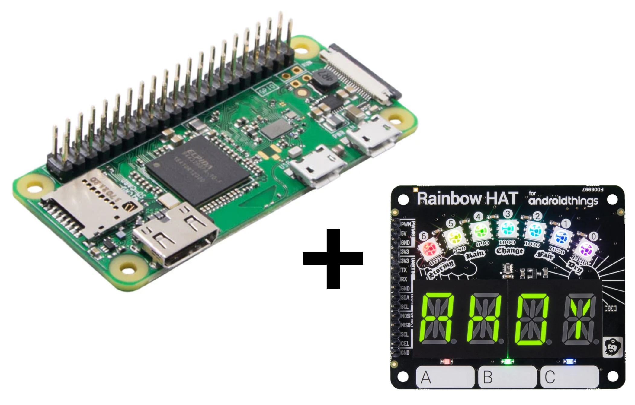 Raspberry Pi Zero WH mit Rainbow HAT