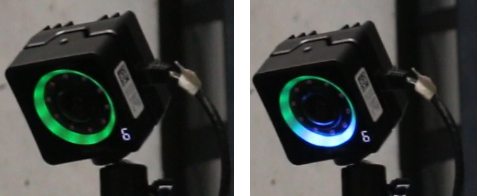 Die sich änderne LED-Anzeige der Kamera.