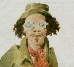 Wilhelm Waiblinger, Karikatur von. Carl Johan Lindström um 1828